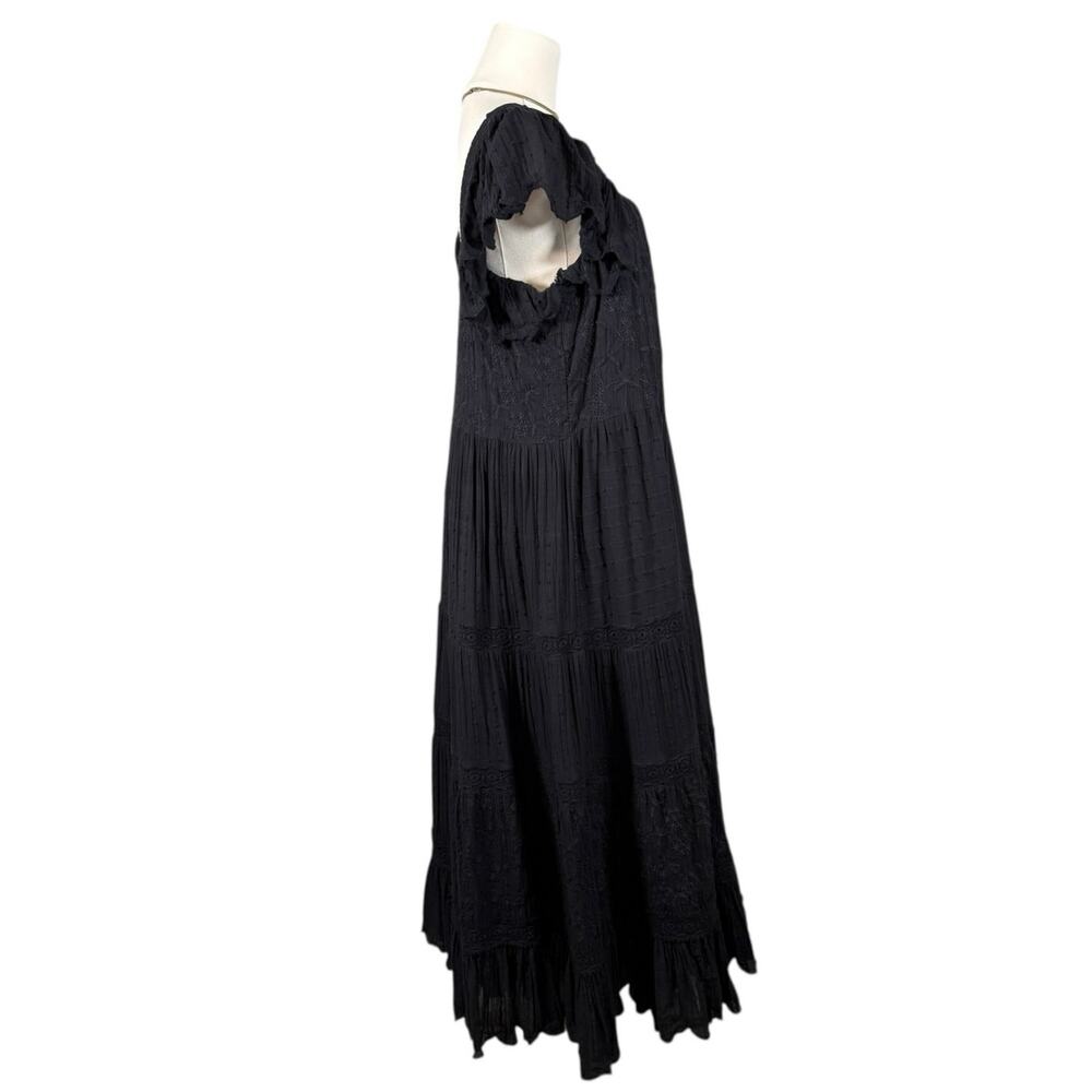 Sundance Greer Black Swiss Dot Embroidered Maxi Cotton Medium Bohemian - Picture 5 of 10